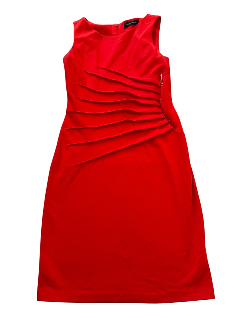 Ivanka Trump Size 8 Orange Sheath Dress Ruched Zip Detail Dopamine Dressing - Picture 2 of 6